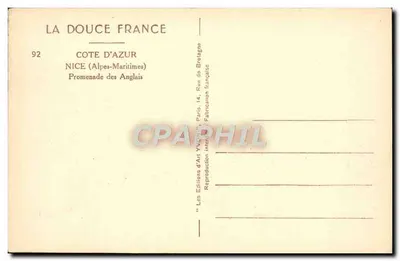 Promenade des Anglais — Nice — Wydawca Yvon, n°92 — Rewers