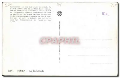 Rouen — La Cathédrale — Éditeur Paris-Strasbourg — Verso