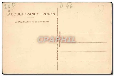Le Pont transbordeur au clair de lune — Rouen — Édition d'Art YVON — Verso