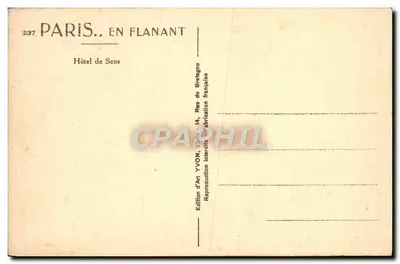 Hôtel de Sens — Paris — Edição Yvon — Verso