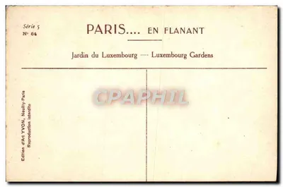 Jardim do Luxembourg — Estátua na avenida — Edição de Arte YVON, Série 5 N° 64 — Verso