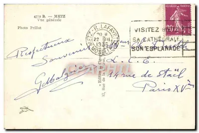 Metz — Widok ogólny — Foto Prillot, wydawnictwo La Fayette, nr 4772 B — Rewers