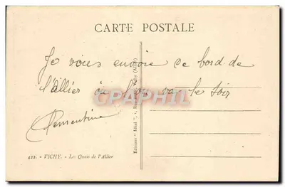 Kajuty rzeki Allier — Vichy — Wydawnictwo 'Idéal' nr 422 — Rewers