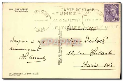 Grenoble — Ogólny widok — BRAUN & Cie, Wydawnictwo Mulhouse-Dornach — Rewers