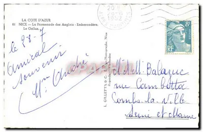 Kraj nad Morzem Śródziemnym — Nice — Promenada Anglijska — Przystań — Le Gallus — Wydawca L. Gilletta & Cie — Rewers