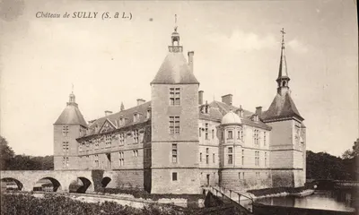 Castelo de SULLY (S. & L.) — vista do castelo com ponte e fosso — editor S. & L.