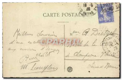 Croissant — Confluent dos rios Creuse e Sédelle — edição Langlois, Argenton — Verso
