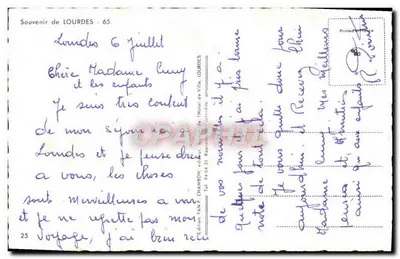 Lourdes — uma pâquerette de Lourdes — editor YANP, n°25 — Verso