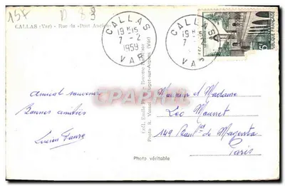 Callas (Var) - Rue du Pont Ancien — Foto autêntica — Lucien Fames — Verso