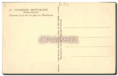 Chamonix Mont-Blanc — Przejście przez morze lodowe w Montenvers — Wydawnictwo Art Yvon, Paryż — Rewers