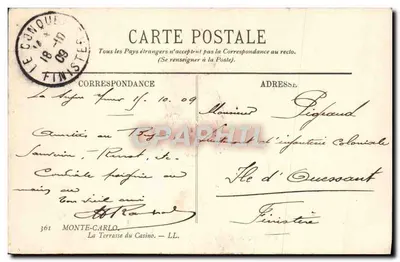 Monte-Carlo — A Terrasse do Casino — editor LL — Verso