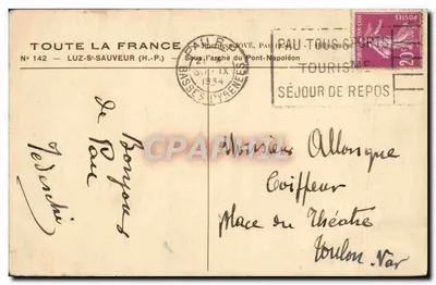 Luz-Saint-Sauveur — Sob a arco do Ponte Napoléon — Toute La France, N°142 — Verso