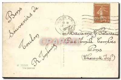 Vista geral de Toulon — Ed. Boutet et Casel — n°20 — Verso