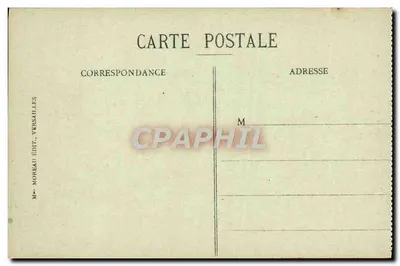 Castelo de VERSAILLES — Vista sobre a Praça de Armas — Estátuas dos Gerais do Império — Editor Moreau, n°3 — Verso