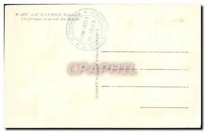 Jezioro Annecy — teleferyk i masiw Bauges — wydawca Gardet et Gail, nr 1278 — Rewers