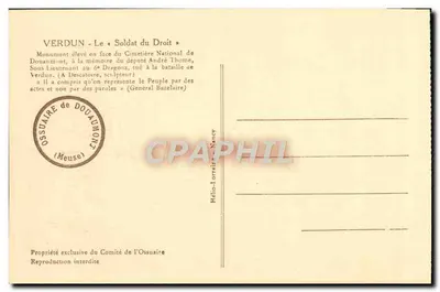 Verdun - « Soldat du Droit » — Pomnik deputowanego André Thome — Ossuaire de Douaumont — Rewers