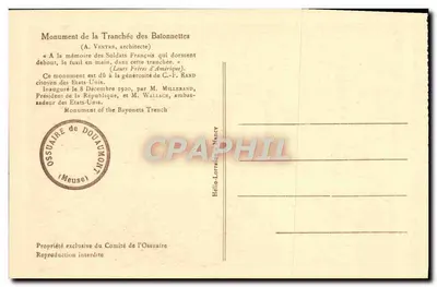 Monumento da Trincheira das Baionetas — Ossuário de Douaumont — (A. Ventre, arquiteto) — Verso