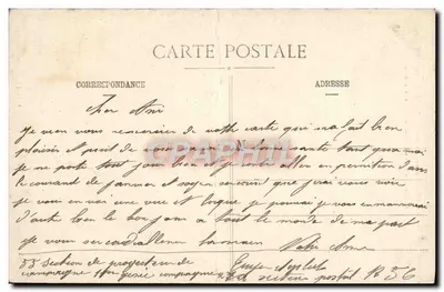 Bilhete postal antigo Menil A Igreja Bombardada Vista Interna — Verso