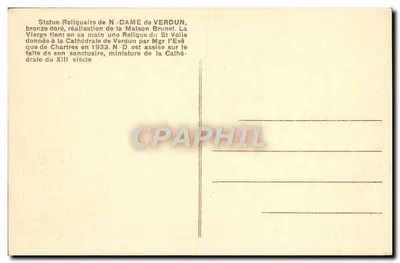 Estátua-Reliquário de N-DAME de VERDUN — realização da Maison Brunet — 1933 — Verso
