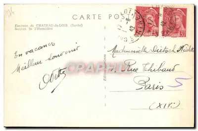 Fontes da Hermitière — Arredores de Château-du-Loir (Sarthe) — Edição Posticena — Verso