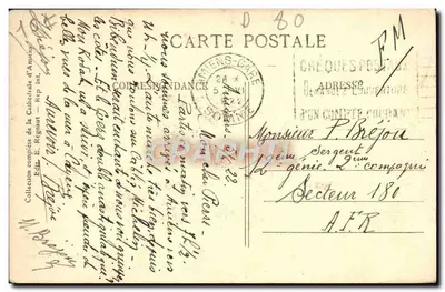 Katedra w Amiens — Widok z Louvencourt — Wydawca E. Regnaut — Rewers