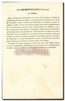 O Castelo de La Rochefoucauld — Charente — Coleção da Solução Pautauberger, 5ª Série — Verso