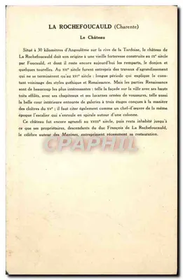 La Rochefoucauld (Charente) — O Castelo — Coleção da Solução Pautauberger, 5ª Série — Verso