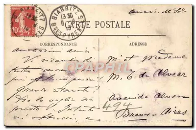 Biarritz — Le Rocher de la Vierge et la Passerelle — LL. — N°40 — Verso