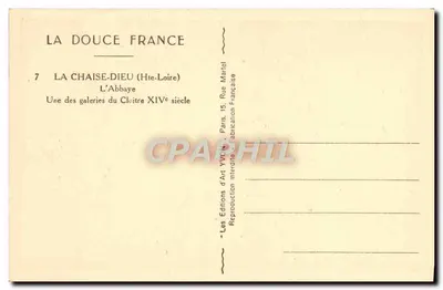 La Chaise-Dieu (Hte-Loire) — A Abadia, uma das galerias do claustro do século XIV — Les Éditions d'Art Yvan, Paris — Verso