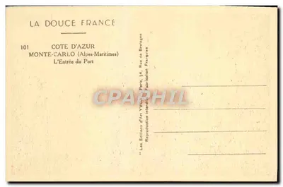 Monte-Carlo — La Entrada al Puerto — Yvon — Reverso