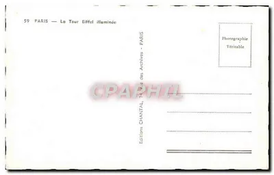 Paris — Ansicht der beleuchteten Eiffelturm — Editions Chantal — Rückseite