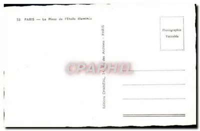 Paryż — Plac gwiazdy oświetlony — Editions CHANTAL, 74, rue des Archives — Rewers