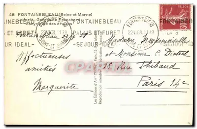 Labirinto dos druidas — Fontainebleau (Seine-et-Marne) — Les Éditions d'Art 'Yvonn' — Verso