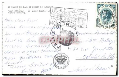 Pałac S.A.S. Princesa Monako — Dziedziniec Honoru: Duży Schodki i Galeria Hercuła — Wydawnictwo Monako — Rewers