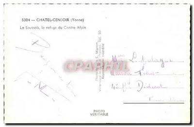 Le Saussouis, o refúgio do Centro Alpino — Châtel-Censoir (Yonne) — E. Mignon — Verso