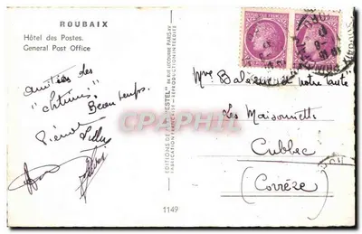Hotel das Postas de Roubaix — editor Estel, n° 1149 — Verso
