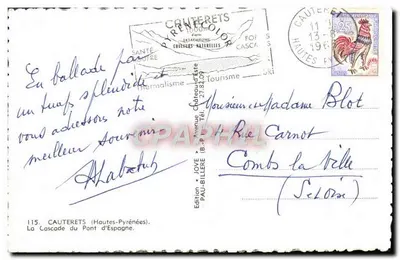 Widok na Skoknię Mostu Hiszpańskiego — Cauterets — Wydawnictwo Jove — Rewers