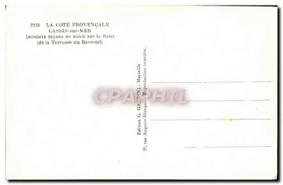 Cassis-sur-Mer — Ostatnie promienie słońca nad Zatoką (z tarasu Revestel) — Mireille — Rewers