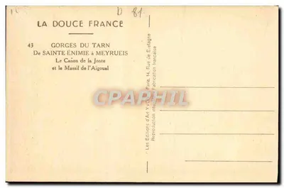 Góry Tarnu — Sainte-Enimie do Meyrueis — Les Éditions d'Art Yvonne de Etagne — Rewers