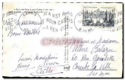 Cassis — Calanque de Port-Pin — Sociétés Éditions de France — Rewers