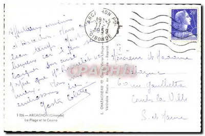 Arcachon — Plaża i Kasyno — L. Chatacneau — Rewers