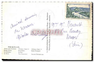 Pau — Vista panorámica y monumentos — L. Chatagnéau, 92 — Reverso