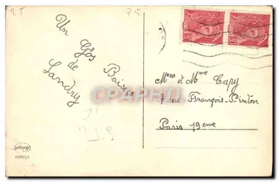 Łódź z cyganami — widok na las — wydawca nieznany — Rewers