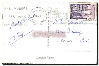 Saumur — O Castelo, os Quais, o Hotel de Ville e a Escola de Cavalaria — Fotógrafo Céron — Verso
