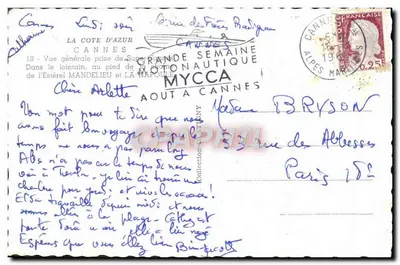 Cannes — Ogólny widok z Super-Canne — Grande Semaine Motonautique — Rewers