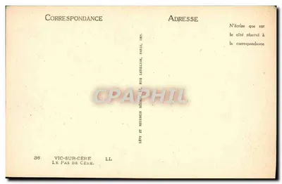 Le Pas de Cère — Vic-sur-Cère — Éditeur Lévy et Neubert, Paris — Verso