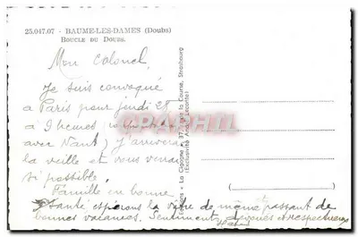 Curva do Doubs — Baume-les-Dames (Doubs) — Éditions La Cigogne, Strasbourg — Verso