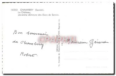 Chambery — O Castelo, antiga residência dos Duques de Saboia — Éditions Cerrard, Lyon — Verso