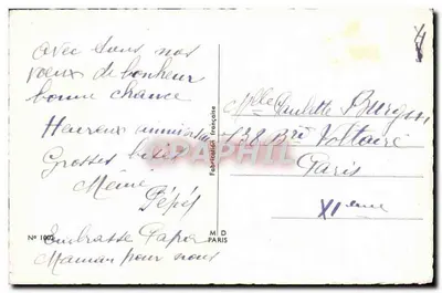 Bukiet kwiatów — Urodziny — Wydawca: Eucraste Papier, Paryż, nr 1602 — Rewers