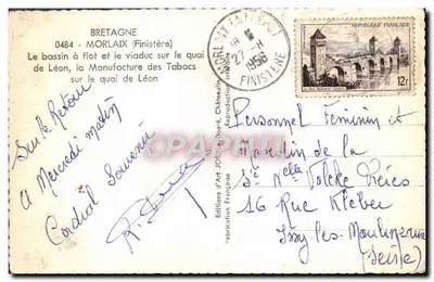 Bacia flutuante e viaduto em Léon — Morlaix (Finistère) — Éditions d'Art Jos. Doaré — Verso